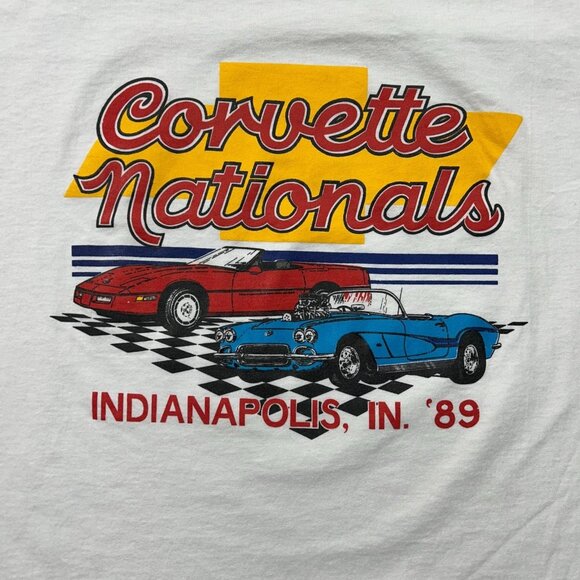 80s Vintage Corvette Graphic Tee Mens XL Nationals Indianapolis Chevy Chevrolet - Picture 2 of 7